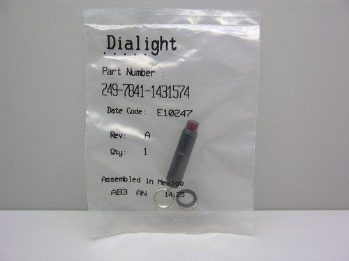2 Dialight 249-7841-1431-574 Red Neon 105-125V AC-DC Panel Mount Indicators 3/8&#034;