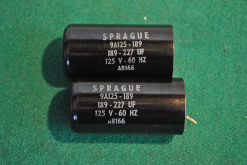 Lot of two sprague capacitor 9a125-189 * 189-227 uf * 125v 60hz * a8166 for sale
