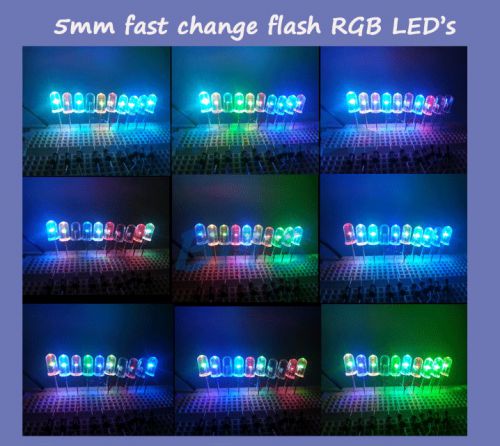 Pre wired 10x 5mm 10000mcd slow change rgb leds new led lights parts for sale