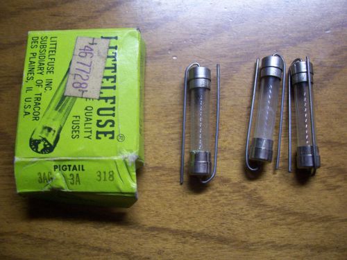 Lot of 3     318 3AG 3A LITTLEFUSE PIGTAIL FUSE