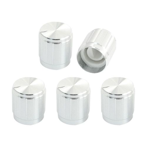 5Pcs Adjustable Turn Rotary Knob Silver Tone for 6mm D Shaft Potentiometer