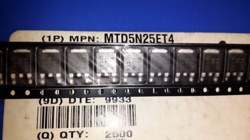 2x MOT MTD5N25E , MTD5N25ET4 , TRANS POWER FET 250V 1.0A , 3-Pin(2+Tab) DPAK