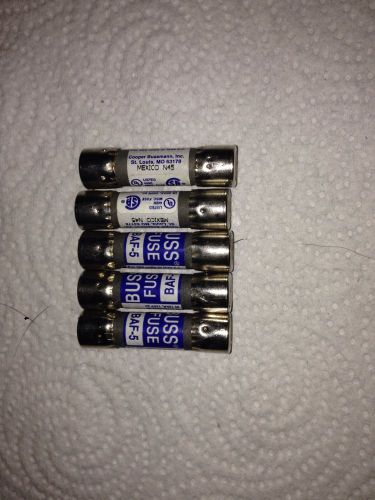 BUSS BAF-5 FUSE 5A 250 VOLTS OR LESS Lot Of 5