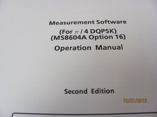 ANRITSU MS8604A Option 16 - Measurement Software Operation Manual for DQPSK