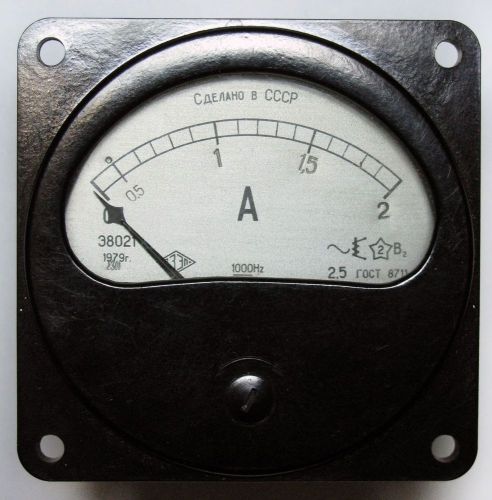 Vintage Russian Soviet USSR E8021 0-2 A Analog Ampermeter Ammeter Bakelite 1979