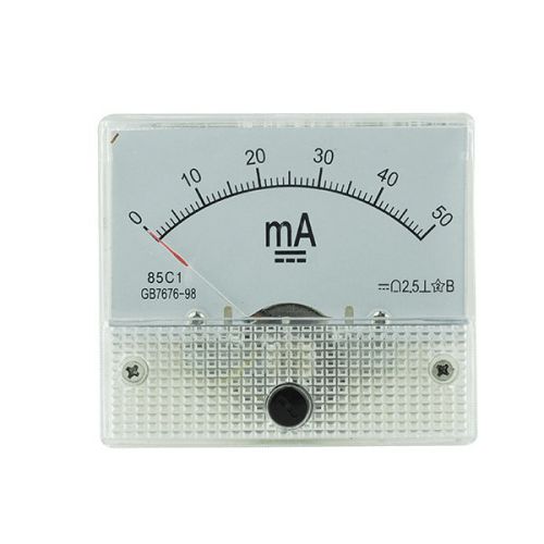 DC 50mA Current Analog Panel Meter Ampere Meter Ammeter Gauge 0-50mA  White AMP