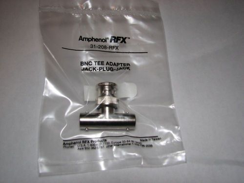 BNC T Tee Adapter 50 Ohm F-M-F - New Sealed in plastic - Amphenol 31-208-RFX