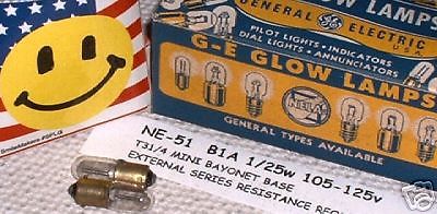 Ge ne-51 b1-a nos usa (x2) hickok b&amp;k 700 tube tester shorts lamp bulb free ship for sale