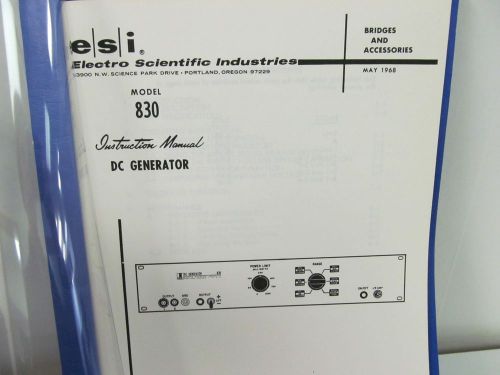 ESI 830 DC Generator Instruction Manual w/schematics