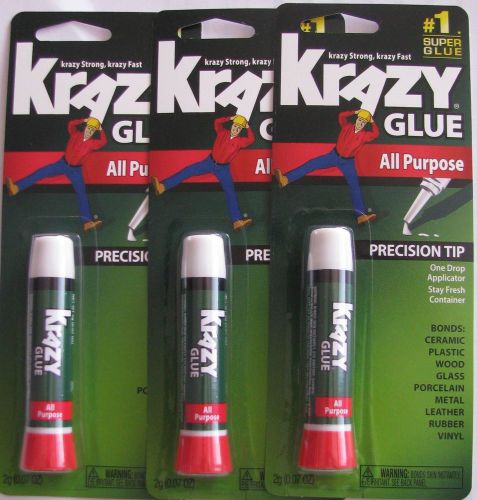 Krazy glue original krazy glue all purpose instant crazy glue  lot of 3 for sale