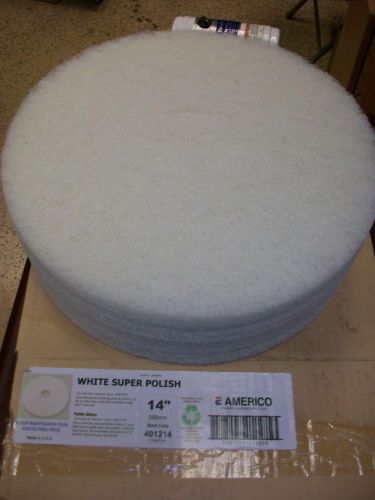 14&#034;americo white super polish floor maintenance pads - case of 5 pads-401214 for sale