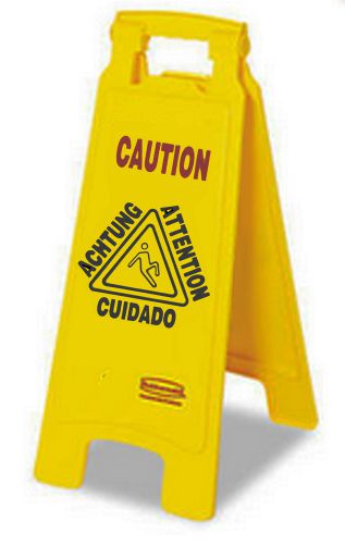 Rubbermaid_caution_sign_multi-lingual(achtung_attention_cuidado) wet floor sign for sale