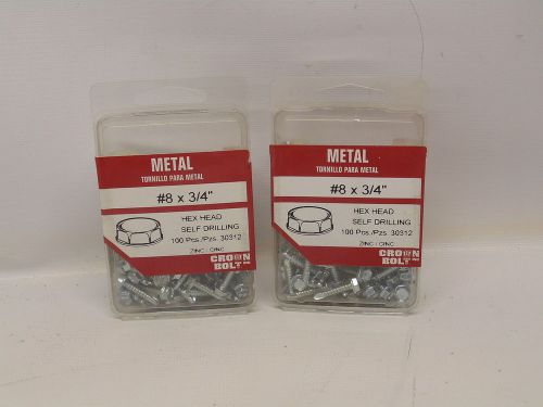 LOT OF 2 BOXES OF HEX HEAD SELF DRILLING #8 X 3/4&#034; 100PCS (R1-2-3)