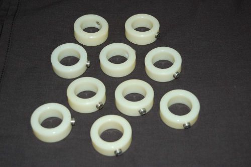 Lot of ten (10) acetal plastic one piece shaft collars 1&#034; bore with setscrew for sale