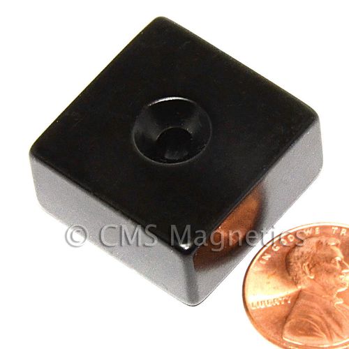 N42 neodymium magnet 1x1x1/2&#034; w/ one countersunk hole epoxy coated 50 pc for sale