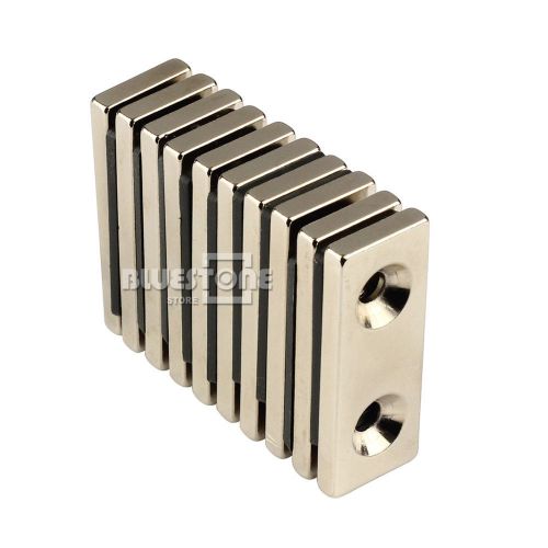 5pcs N50 Strong Block  Magnet 50*20*5mm 2 Countersunk Holes 5mm Rare Earth Neo