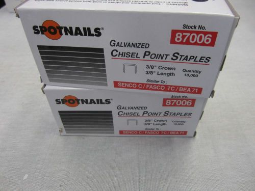 Two boxes chisel point staples 3/8 crown 3/8 length qt 10,000pcs for sale