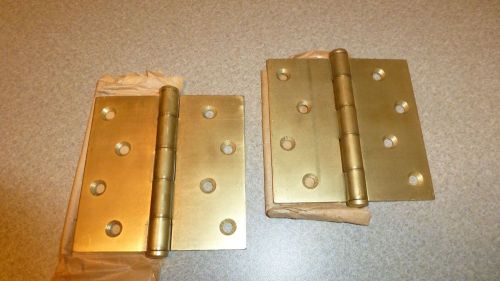 2 Vintage Brass Plated Butt Door Hinges 4&#034; x 4&#034; New Old Stock NOS Made in Japan