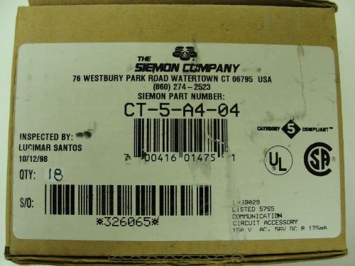 New Siemon Gray CT Coupler, Single, CT-5-A4-04, (LOT OF 18)$3.00per part
