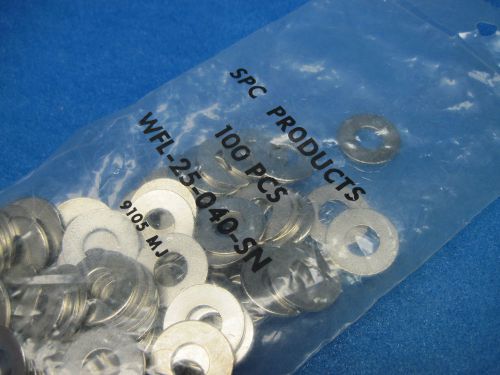 (100) spc flat steel washers: 1/4 (0.250), spc p/n wfl-25-040-sn (nickel plated) for sale