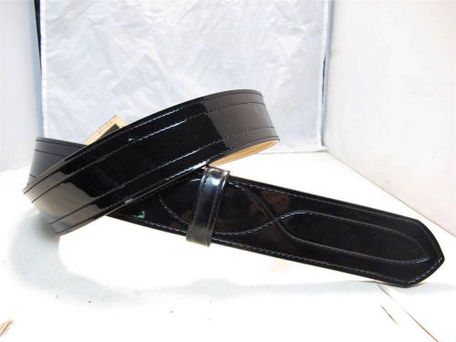 H56 size 48&#034; gloss  black g&amp;g buckleless 2.25&#034; w velcro lined police duty belt for sale