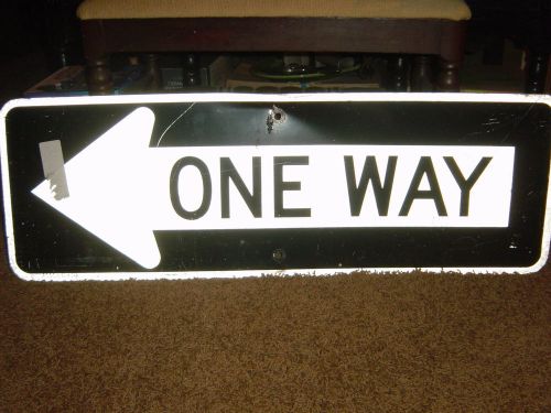 Heavy guage steel &#034;one way&#034; arrow reflecting traffic sign~36&#034;x 12&#034; black&amp;white!! for sale