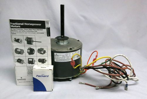 New emerson 140f condenser fan motor - 1/4 hp - with packard motor run capacitor for sale