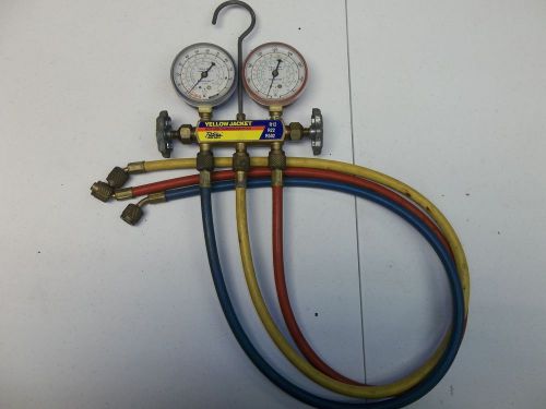 Ritchie Yellow Jacket Flutterless Test Charging Manifold R22 R12 R502 W/ Hoses