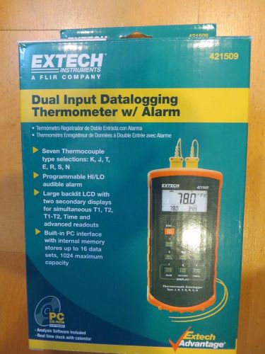 Extech 421509 dual input datalogging thermometer w/ alarm for sale