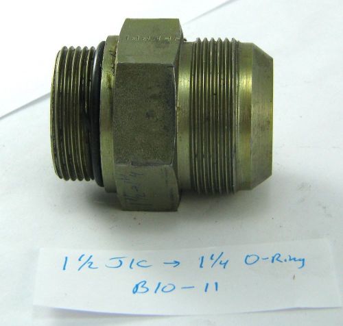 Hydraulic fitting, parker 1 1/2&#034; jic - 1 1/4&#034; o-ring, 24 jic-20 sae/orb, #b10-11 for sale
