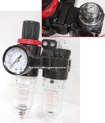 Air &amp; Water Filter Regulator w/  Reducer &amp; Manometer HVLP Spray Gun Oil Water