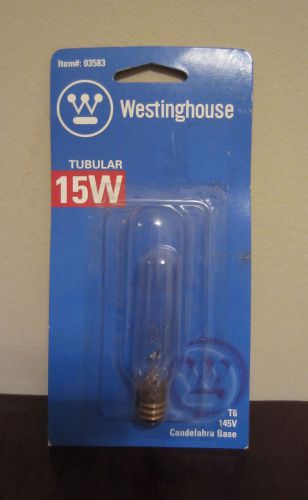 Westinghouse T6 145V 15W Tubular Light Bulb Candelabra Base 03583 x1 New In Box