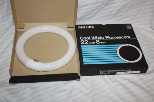 lot of 2 Philips Cool White Fluorescent Circline 22W 8 inch 8&#034; light bulb FC8T9