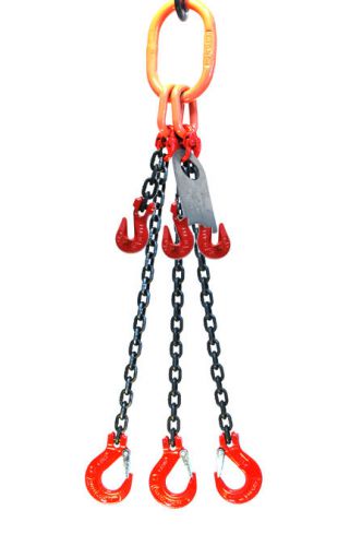 1/2&#034; 6 Foot Grade 80 TOSa Triple Leg Lifting Chain Sling - Sling Hook Adjuster