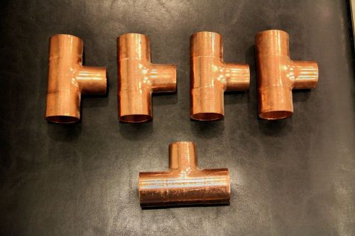 Nibco 1-1/4&#034; x 1-1/4&#034; x 1&#034; copper tee - pipe fitting - lot of 5 - new for sale