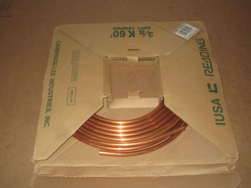 NEW Reading Copper Type K Soft Water Tube, 3/8&#034; x 60&#039; Tubing