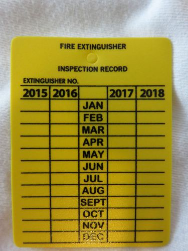 1-PLASTIC FIRE EXTINGUISHER  4-YEAR INSPECTION TAGS...2015-2016-2017-2018