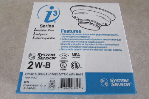 System sensor 2w-b smoke detector i3 2-wire 12/24 volt free ship 60 day returns for sale