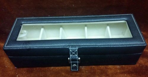 #1123 COLLECTIBLE BLACK SILVER JEWELRY BOX W COMPARTMENTS DIVIDERS LOCK SHELVES