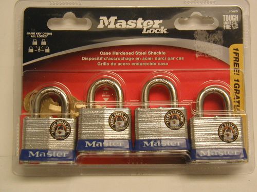 Master lock - 4 keyed alike padlocks - case hardened steel shackle for sale