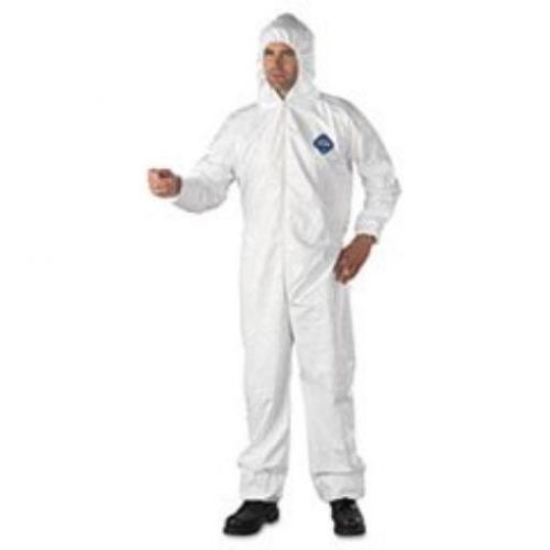 Dupont Tyvek Elastic-Cuff Hooded Coveralls  HD Polyethylene  White  Size Extra-L