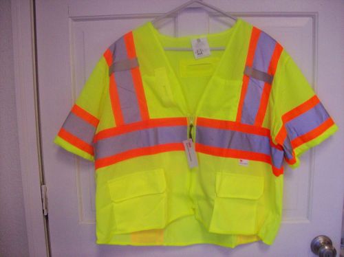 Surveyor&#039;s safety vest class 3 lime mesh reflective size medium  item glo-127 for sale