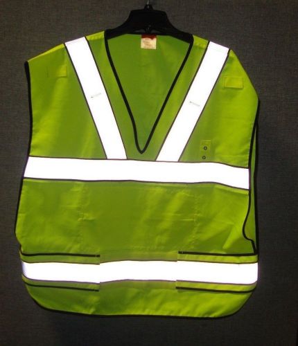 Flourescent green construction working traffic safety vest sleevless oversized for sale