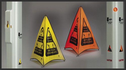 32&#034; Evosafety Orange Bilingual wet floor sign pop up pop out cone w/storage tube