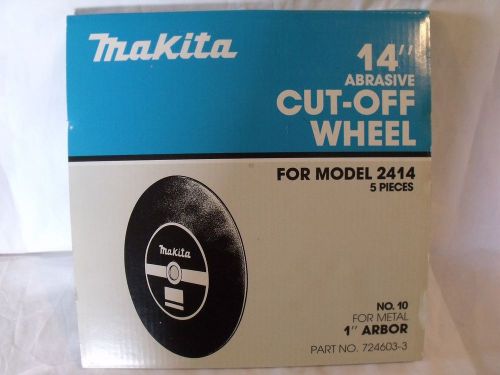 New genuine makita 724603-3 14-inch cut-off wheels 5-pack 14x1/8x1in d409431 for sale