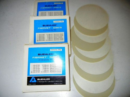 Buehler 69-3104 aluminum oxcide 0.3 micron discs pack of 50, 3 packs +++, nos for sale