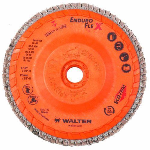 Walter enduro-flex flap disc, 4-1/2&#034; diameter, 120 grit, type 29, 5/8&#034;-11 thread for sale