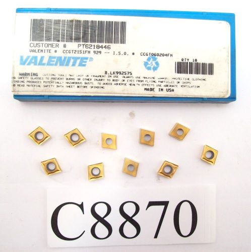 (10) new valenite carbide inserts ccgt2151fh 929 lot c8870 for sale