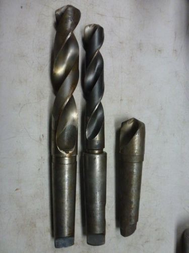 Lot of (3) huge hss drill bits, 5mt taper shank, 1-53/64&#034;, 1-1/2&#034;, 1-15/16&#034; for sale