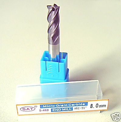 MILLING Machine 2x ?8mm MIcro Grain SOLID CARBIDE End mill with TIALN Coating